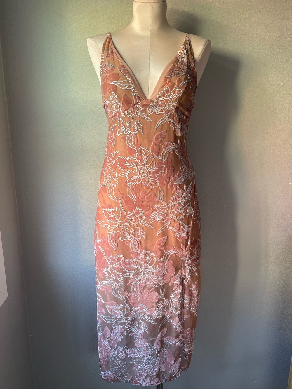 Lulu’s Katrin Mauve Velvet Burnout Floral Print MIDI Dress - Picture 4 of 15
